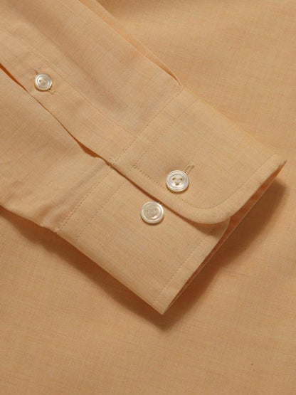 Venete  Orange Solid Full Sleeve Single Cuff Tailored Fit Semi Formal Super Fine Cotton Shirt