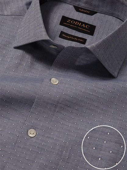 Vercelli Blue Solid Full Sleeve Single Cuff Tailored Fit Semi Formal Two Ply Mercerized Cotton Shirt