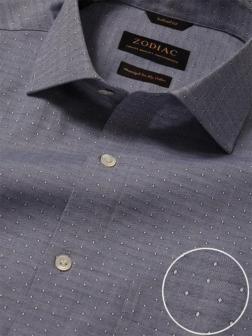 Vercelli Blue Solid Full Sleeve Single Cuff Tailored Fit Semi Formal Two Ply Mercerized Cotton Shirt