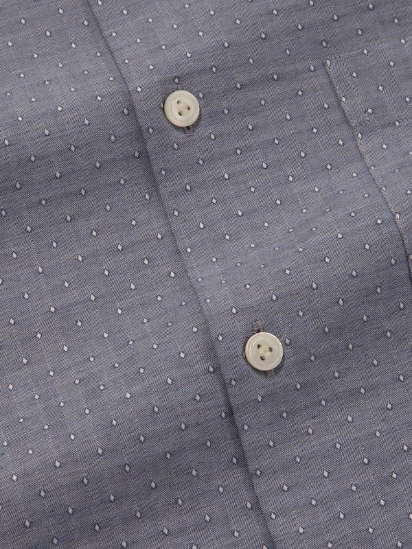Vercelli Blue Solid Full Sleeve Single Cuff Tailored Fit Semi Formal Two Ply Mercerized Cotton Shirt