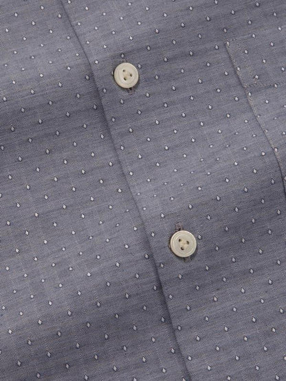 Vercelli Blue Solid Full Sleeve Single Cuff Tailored Fit Semi Formal Two Ply Mercerized Cotton Shirt