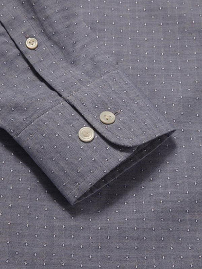 Vercelli Blue Solid Full Sleeve Single Cuff Tailored Fit Semi Formal Two Ply Mercerized Cotton Shirt