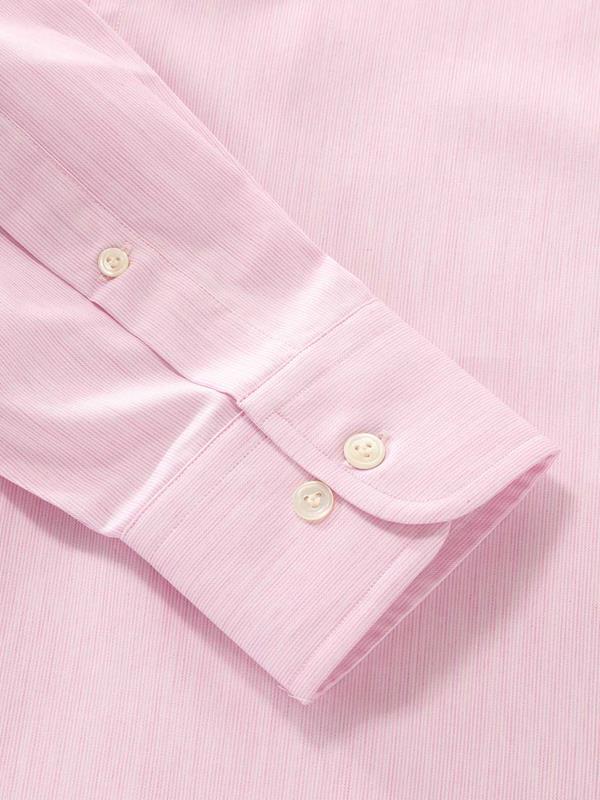 Vercelli Pink Striped Full Sleeve Single Cuff Classic Fit Semi Formal Two Ply Mercerized Cotton Shirt