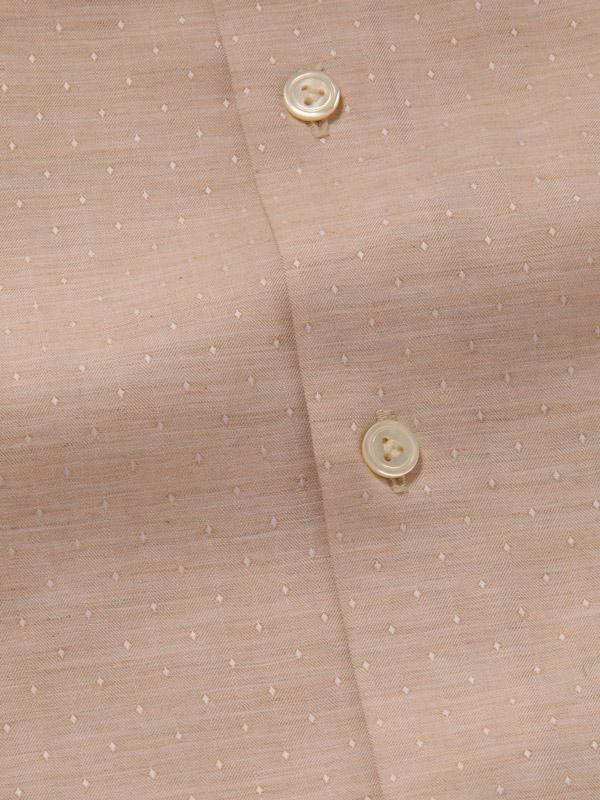 Vercelli Sand Solid Full Sleeve Single Cuff Tailored Fit Semi Formal Two Ply Mercerized Cotton Shirt