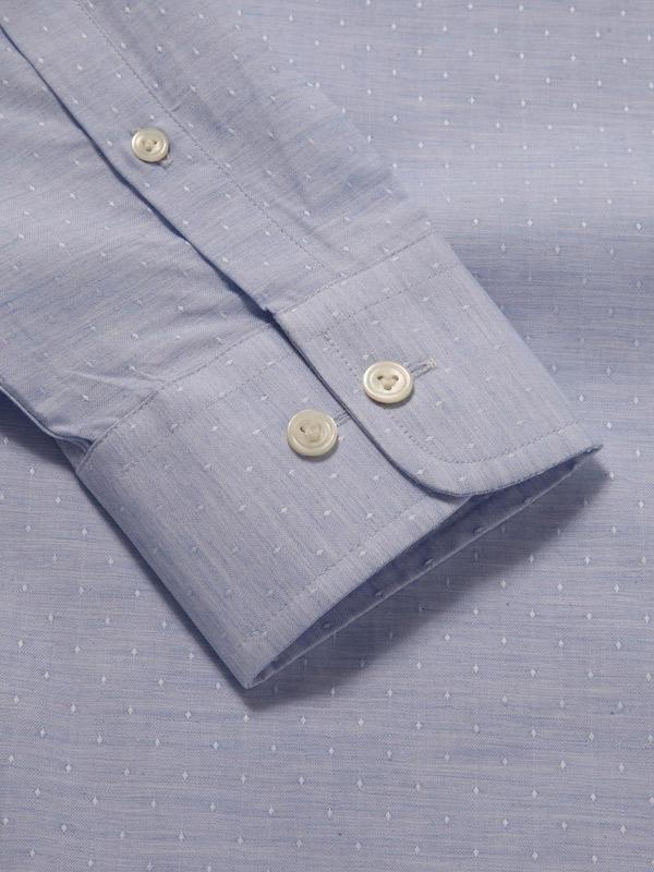 Vercelli Sky Solid Full Sleeve Single Cuff Tailored Fit Semi Formal Two Ply Mercerized Cotton Shirt