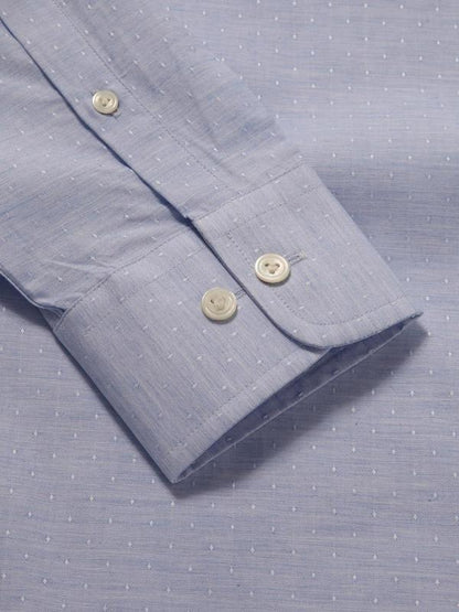 Vercelli Sky Solid Full Sleeve Single Cuff Tailored Fit Semi Formal Two Ply Mercerized Cotton Shirt