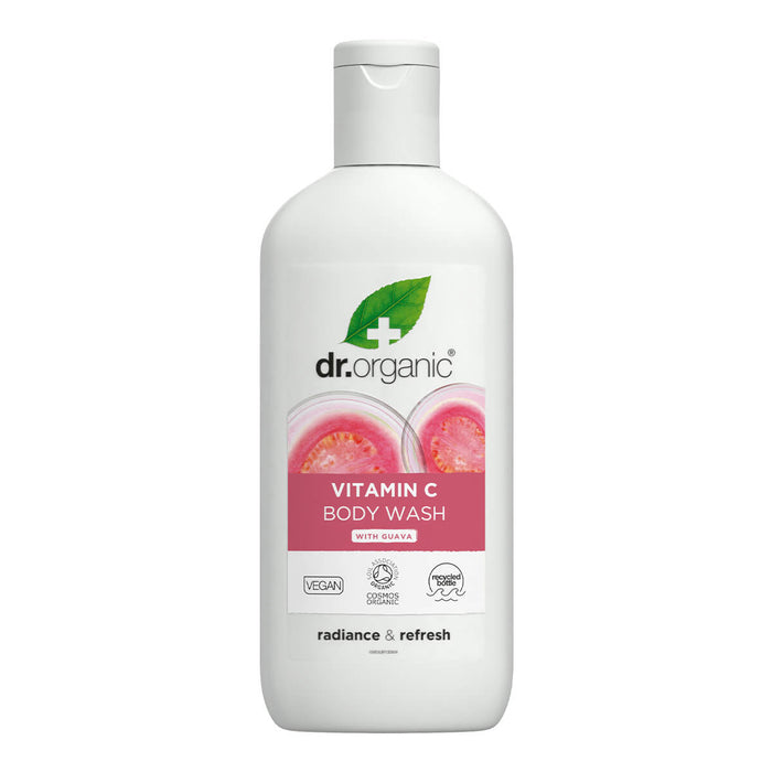 Dr. Organic Vitamin C body wash bottle on a white background