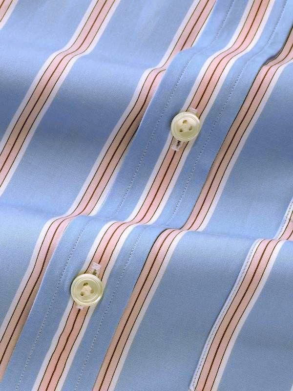 Vivace Blue Striped Half Sleeve Classic Fit Semi Formal Silk Touch Egyptian Giza Cotton Shirt