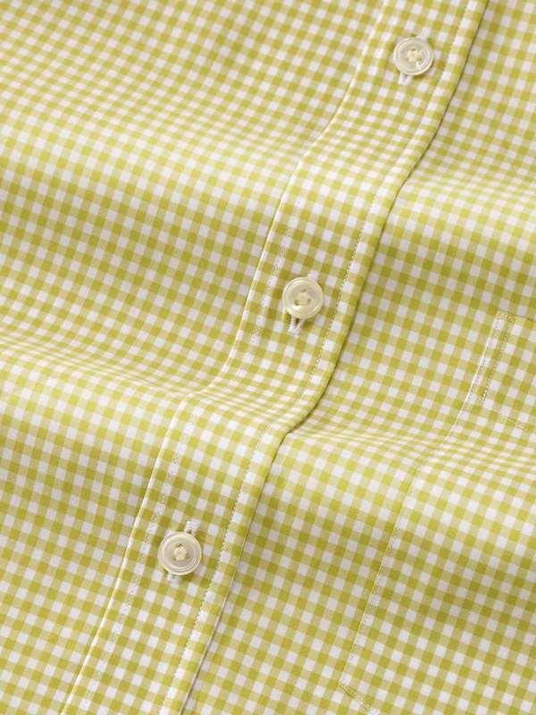 Vivace Lime Check Full Sleeve Single Cuff Classic Fit Semi Formal Silk Touch Egyptian Giza Cotton Shirt
