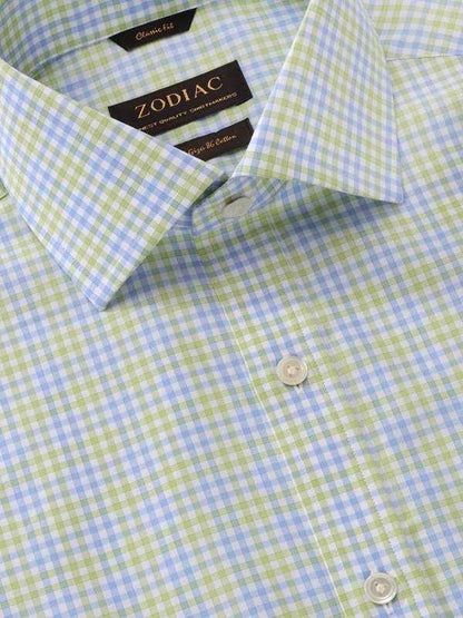 Vivace Mint Check Full Sleeve Single Cuff Classic Fit Semi Formal Silk Touch Egyptian Giza Cotton Shirt