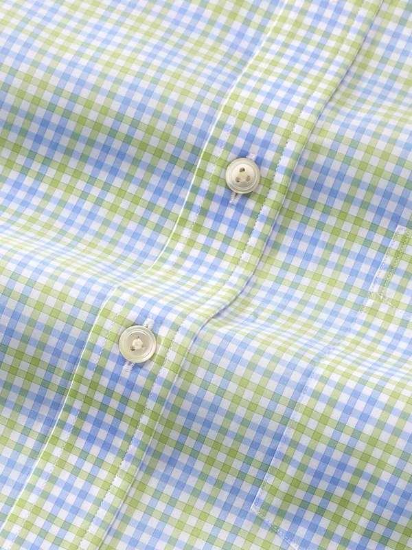 Vivace Mint Check Full Sleeve Single Cuff Classic Fit Semi Formal Silk Touch Egyptian Giza Cotton Shirt