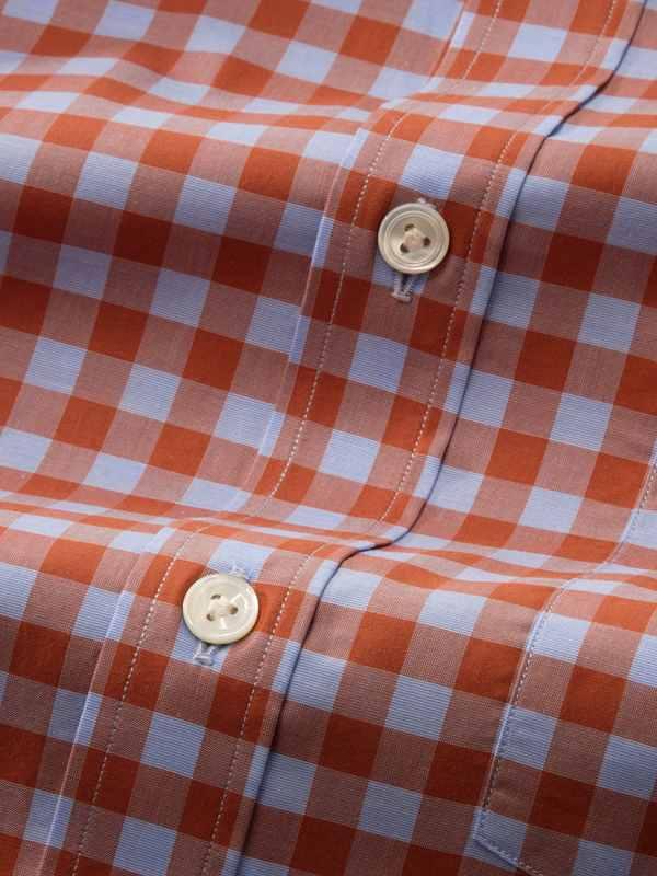 Vivace Rust Check Full Sleeve Single Cuff Classic Fit Semi Formal Silk Touch Egyptian Giza Cotton Shirt