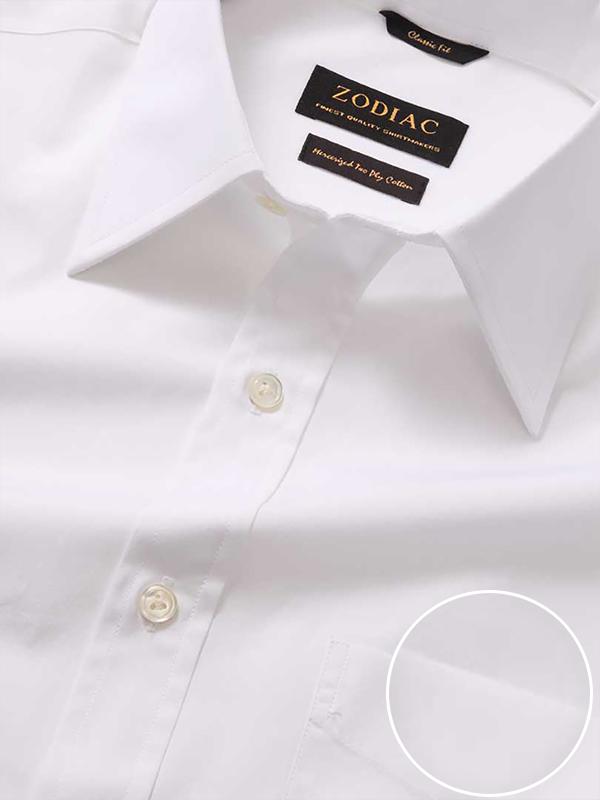 White Solid Full Sleeve Single Cuff Classic Fit Classic Formal Two Ply Mercerized Premium Cotton Shirt
