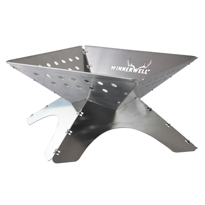 Winnerwell Flat Firepit, showcasing its sleek, foldable design and sturdy stainless - steel construction, perfect for various outdoor activities.