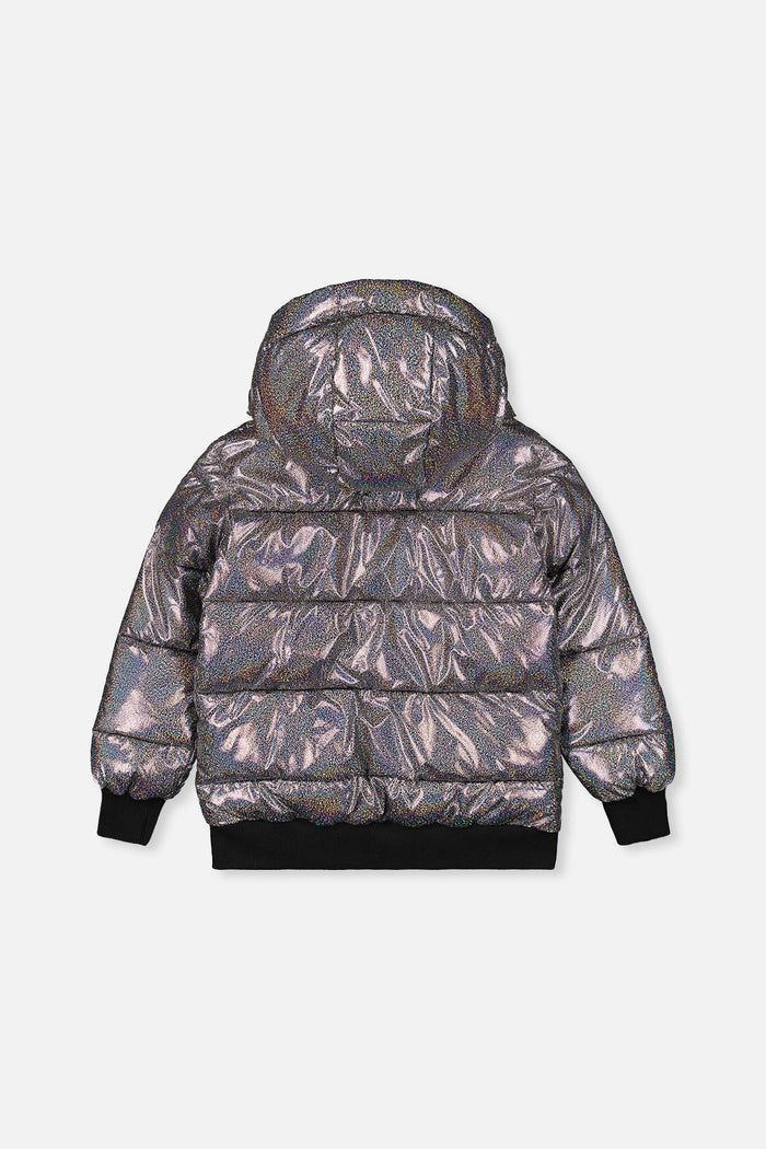 Winter Puffy Jacket Black Glitter-1