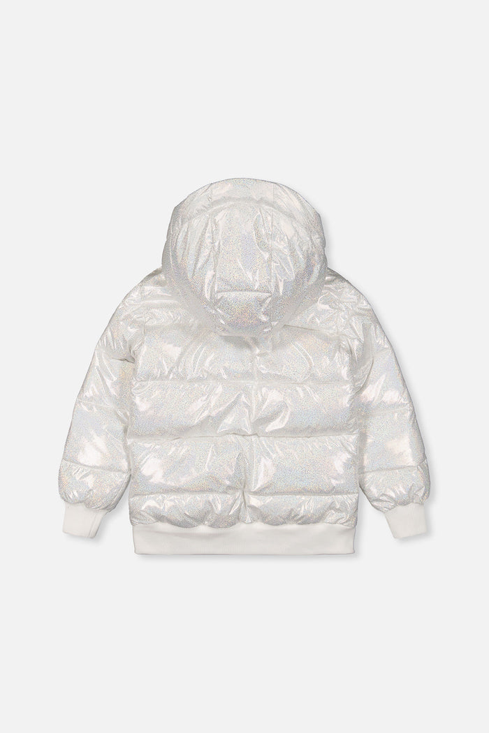 Winter Puffy Jacket White Glitter-1