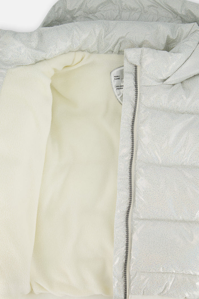 Winter Puffy Jacket White Glitter-3