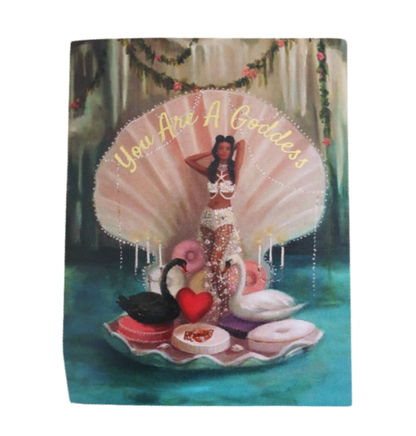 Janet Hill goddess card, empowering blank card, you are a goddess greeting card, recycled card stock card, A2 card printed in Canada, artistic affirmation card, feminist greeting card, goddess themed stationery, blank encouragement card, self love greeting card