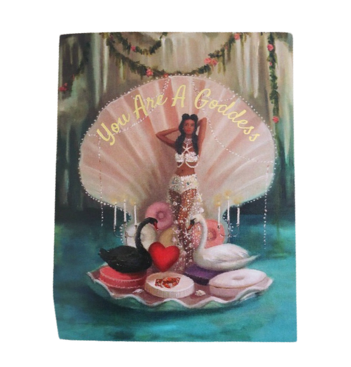 Janet Hill goddess card, empowering blank card, you are a goddess greeting card, recycled card stock card, A2 card printed in Canada, artistic affirmation card, feminist greeting card, goddess themed stationery, blank encouragement card, self love greeting card