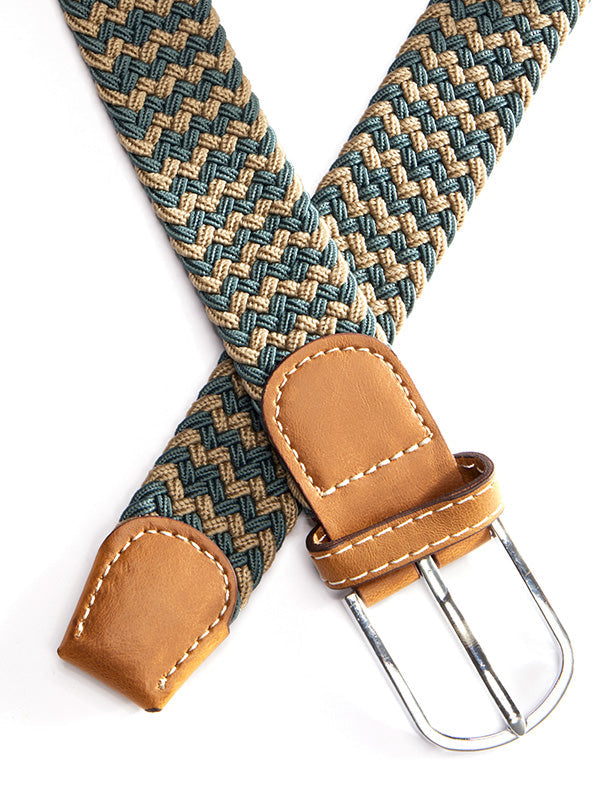 Z3 Multi Beige/ Green Braided Non-Leather Belt