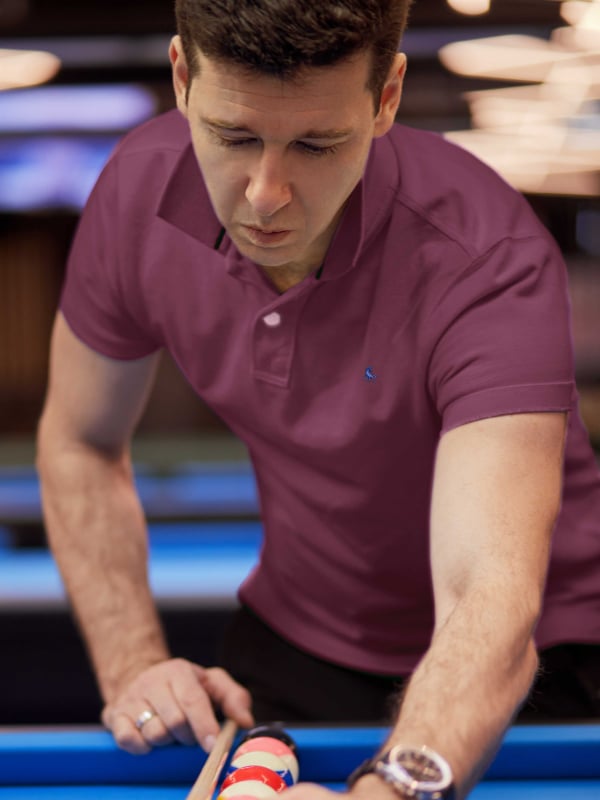 z3 Polo Garment Dyed Magenta Solid Tailored Fit Casual Cotton T-Shirt